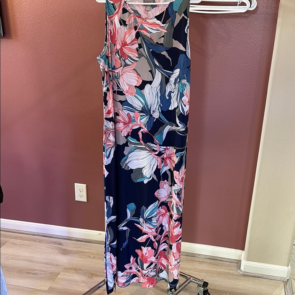 Chico's Floral Maxi Dress - Navy, Pink, White